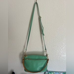 Mint Green Leather Crossbody Bag